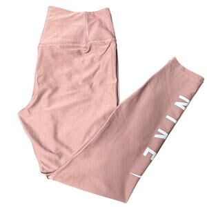Nike Women’s Dusty Rose & Gray Dri-Fit Leggings Size L 7/8 Power Tights